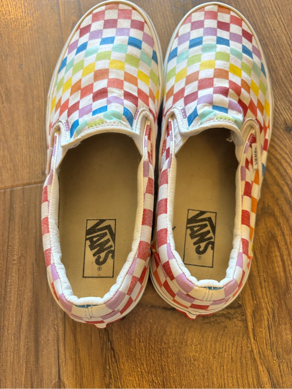 Vans Slip-On Checkerboard Sneakers in Rainbow Colors - Picture 8 of 11